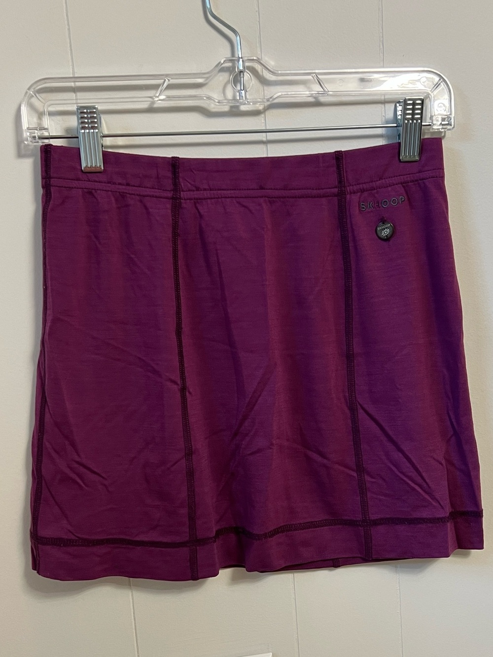 Skhoop SWEDEN Pull On Merino Wool Lightweight Stretch Purple Tube Mini Skirt XS